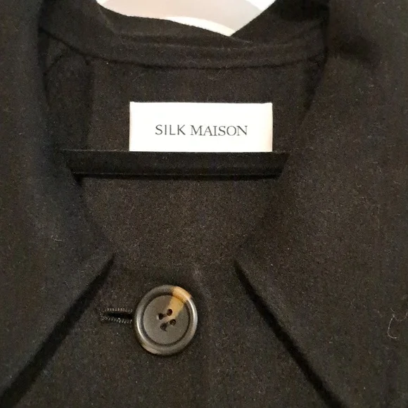 *NWT Buttoned Long Wool Coat (Black) - Silk Maison